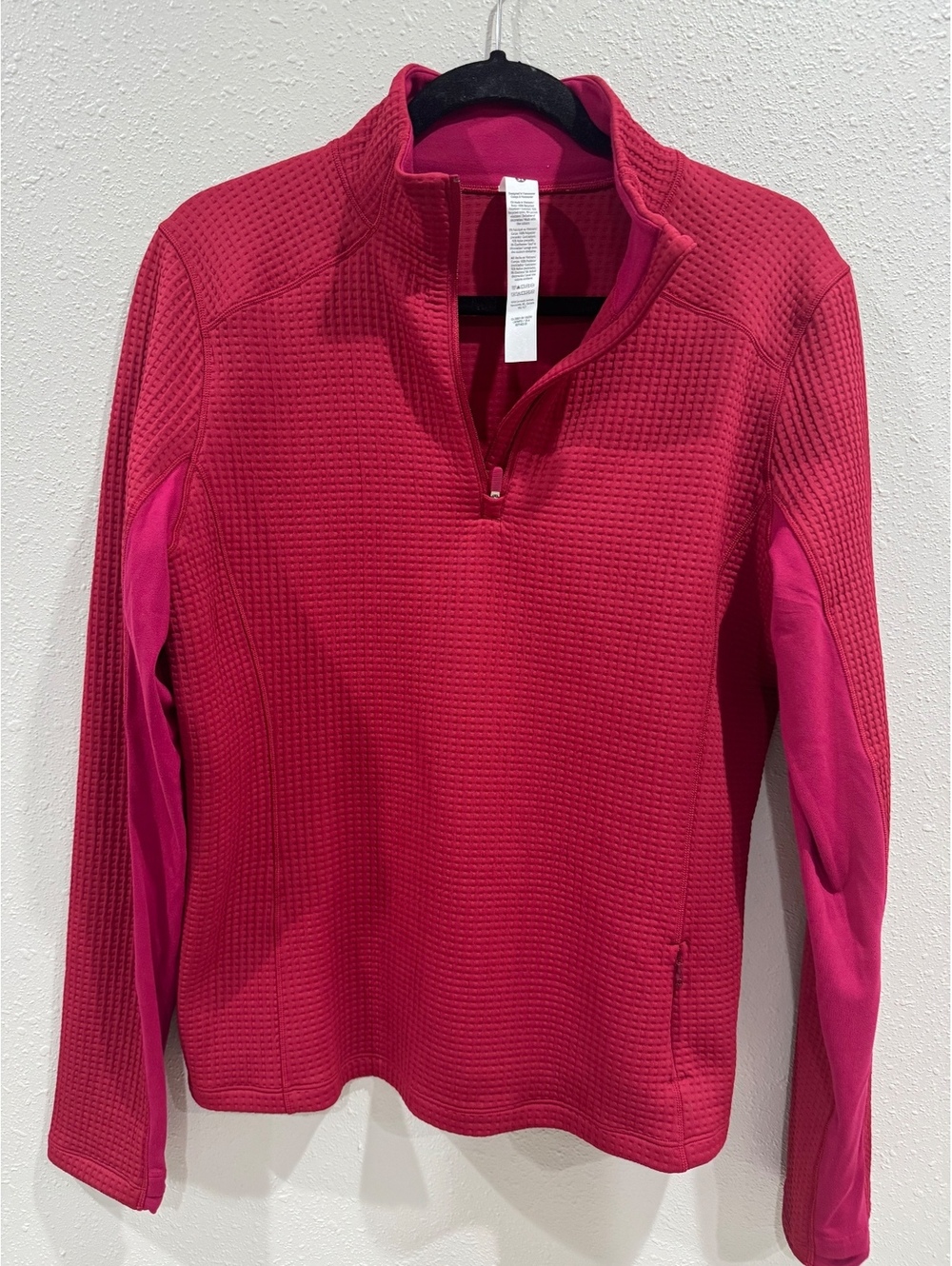 Lululemon Waffle-Knit Half-Zip Long Sleeve Shirt Berry Rumble Size 10